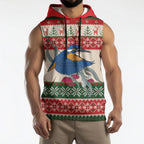 Aussie Kingfisher Bird Christmas Sleeveless Hoodie Festive Knitted Pattern Inspired