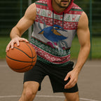 Aussie Kingfisher Bird Christmas Sleeveless Hoodie Festive Knitted Pattern Inspired