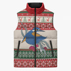 Aussie Kingfisher Bird Christmas Sleeveless Puffer Jacket Festive Knitted Pattern Inspired