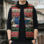Aussie Kingfisher Bird Christmas Sleeveless Puffer Jacket Festive Knitted Pattern Inspired