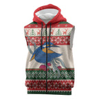 Aussie Kingfisher Bird Christmas Sleeveless Zip Hoodie Festive Knitted Pattern Inspired