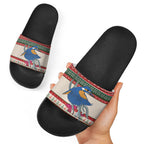 Aussie Kingfisher Bird Christmas Slide Sandals Festive Knitted Pattern Inspired
