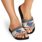 Aussie Kingfisher Bird Christmas Slide Sandals Festive Knitted Pattern Inspired