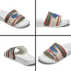 Aussie Kingfisher Bird Christmas Slide Sandals Festive Knitted Pattern Inspired