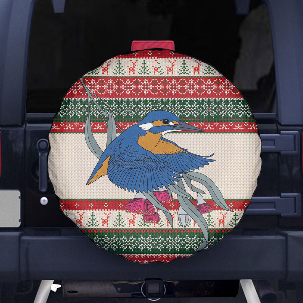 Aussie Kingfisher Bird Christmas Spare Tire Cover Festive Knitted Pattern Inspired