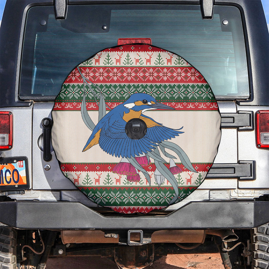 Aussie Kingfisher Bird Christmas Spare Tire Cover Festive Knitted Pattern Inspired