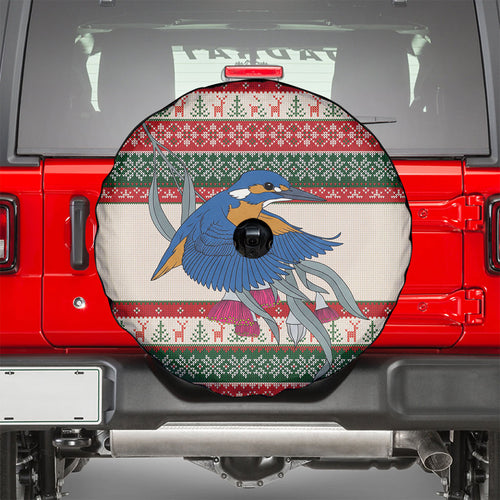 Aussie Kingfisher Bird Christmas Spare Tire Cover Festive Knitted Pattern Inspired