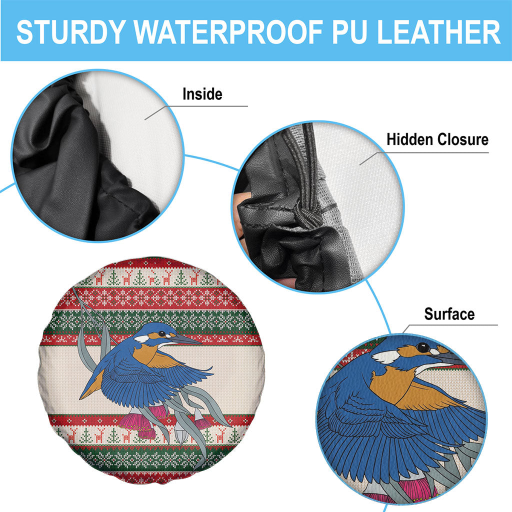 Aussie Kingfisher Bird Christmas Spare Tire Cover Festive Knitted Pattern Inspired