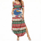 Aussie Kingfisher Bird Christmas Summer Maxi Dress Festive Knitted Pattern Inspired