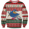 Aussie Kingfisher Bird Christmas Sweatshirt Festive Knitted Pattern Inspired