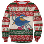 Aussie Kingfisher Bird Christmas Sweatshirt Festive Knitted Pattern Inspired
