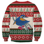 Aussie Kingfisher Bird Christmas Sweatshirt Festive Knitted Pattern Inspired