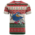 Aussie Kingfisher Bird Christmas T Shirt Festive Knitted Pattern Inspired