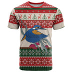 Aussie Kingfisher Bird Christmas T Shirt Festive Knitted Pattern Inspired