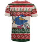 Aussie Kingfisher Bird Christmas T Shirt Festive Knitted Pattern Inspired