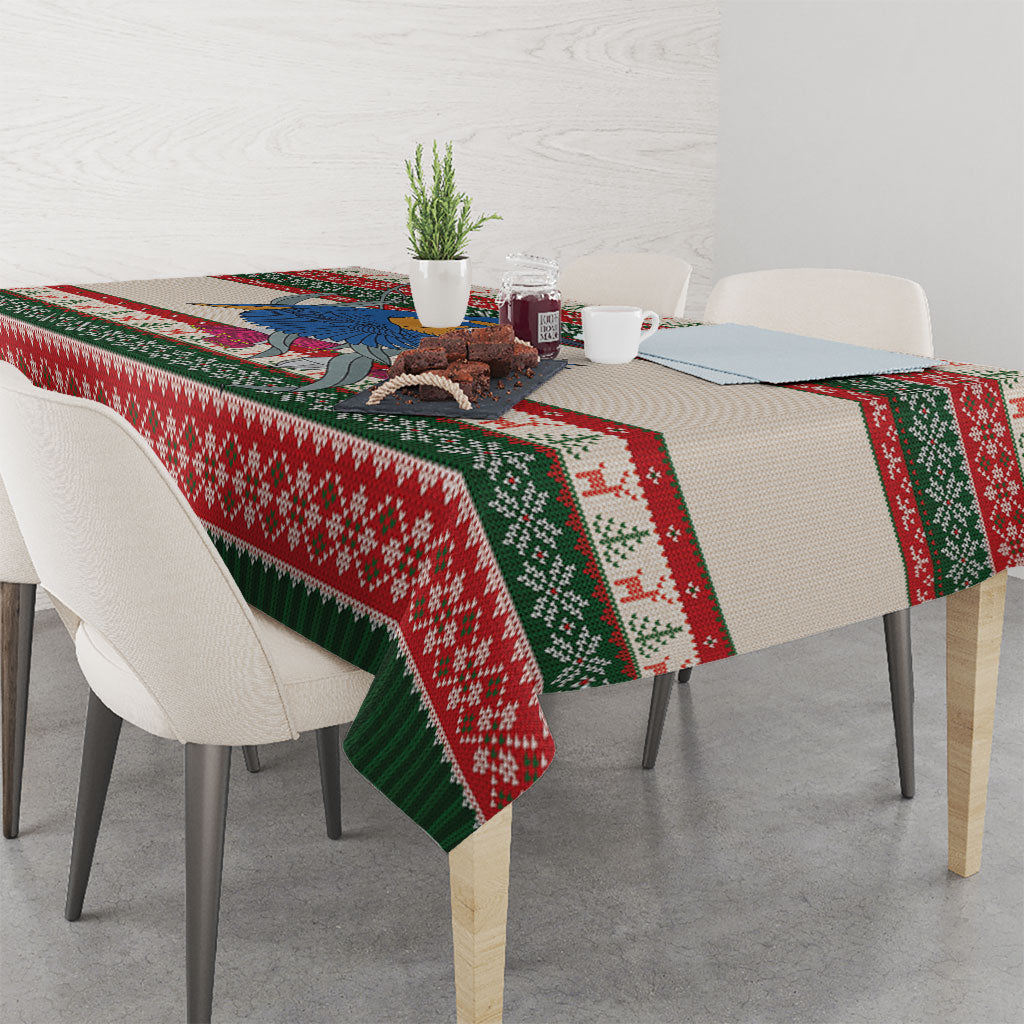 Aussie Kingfisher Bird Christmas Tablecloth Festive Knitted Pattern Inspired