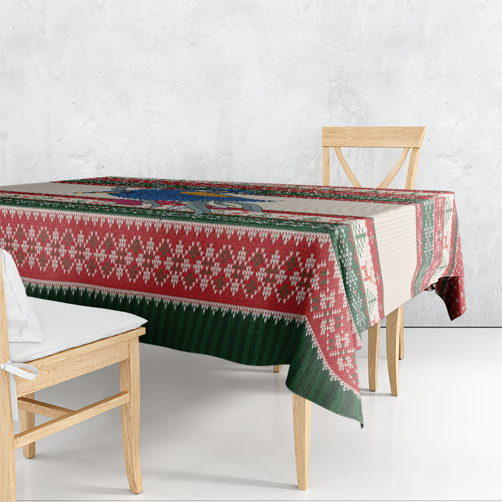 Aussie Kingfisher Bird Christmas Tablecloth Festive Knitted Pattern Inspired