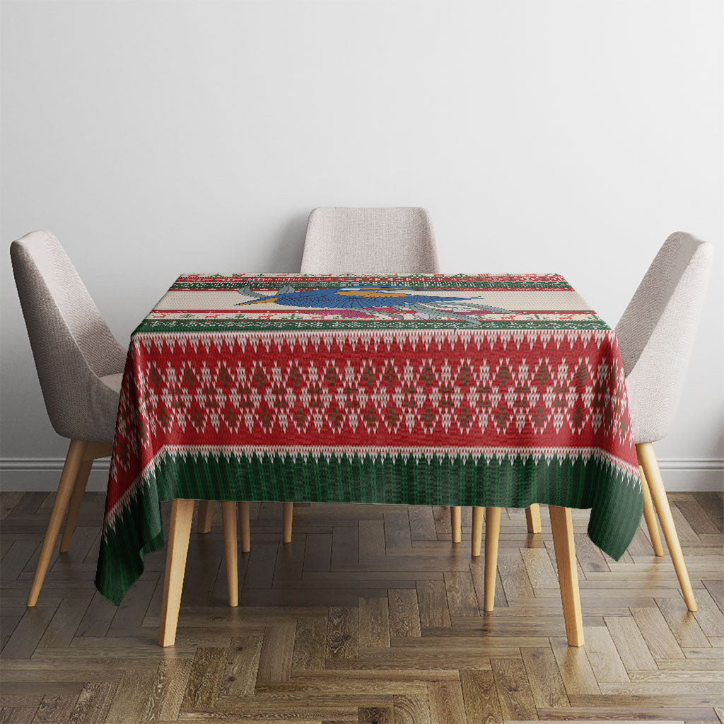 Aussie Kingfisher Bird Christmas Tablecloth Festive Knitted Pattern Inspired