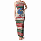 Aussie Kingfisher Bird Christmas Tank Maxi Dress Festive Knitted Pattern Inspired