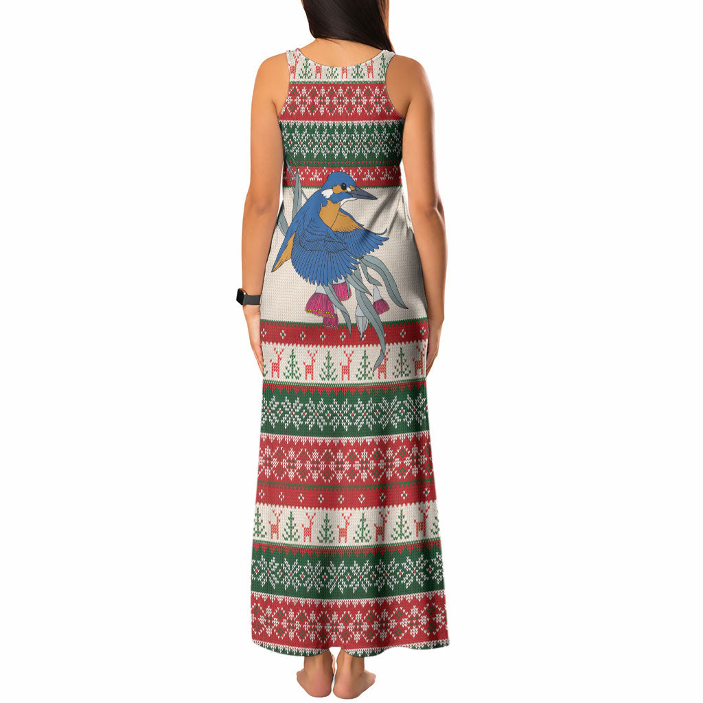 Aussie Kingfisher Bird Christmas Tank Maxi Dress Festive Knitted Pattern Inspired