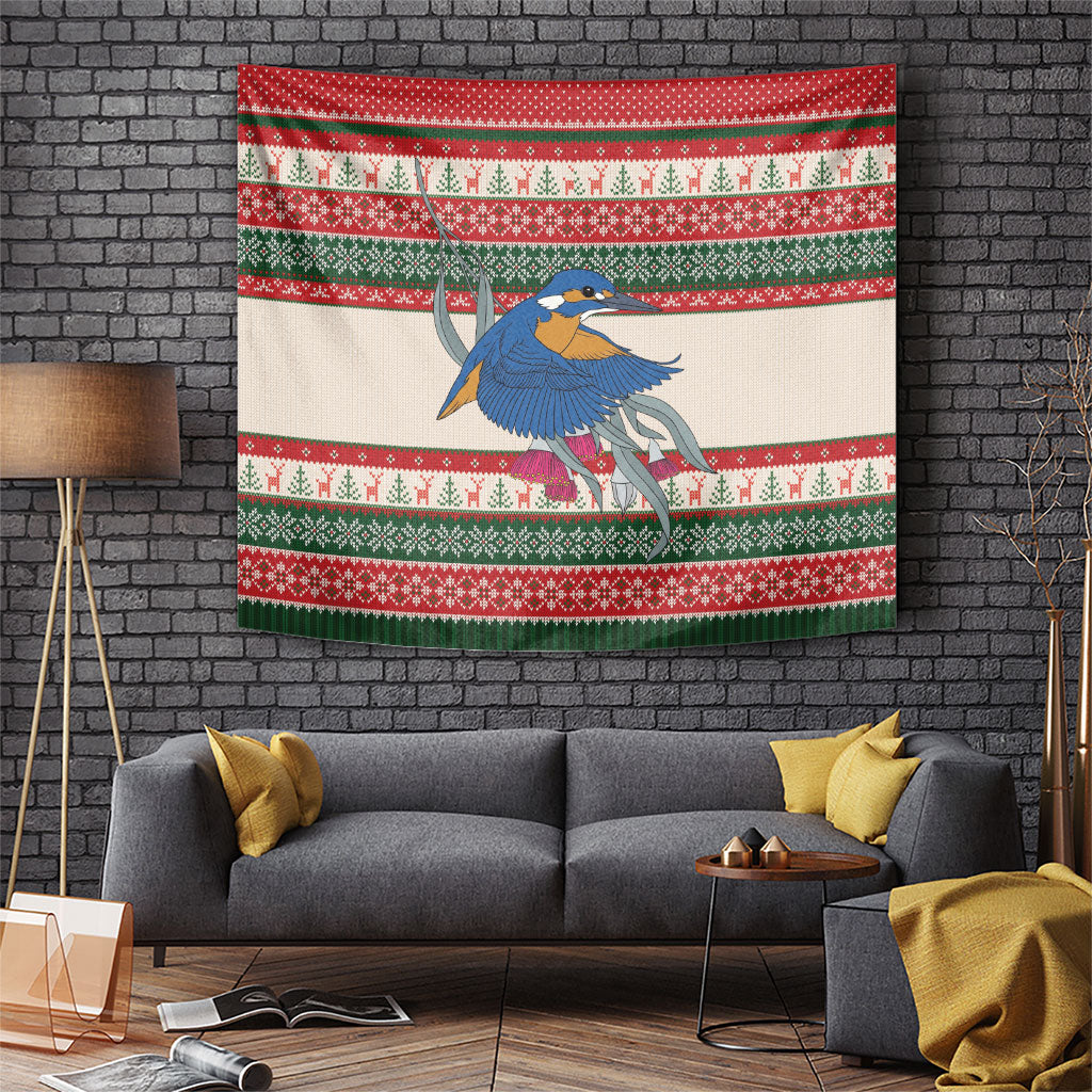 Aussie Kingfisher Bird Christmas Tapestry Festive Knitted Pattern Inspired