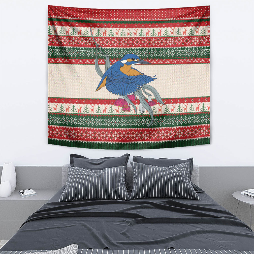 Aussie Kingfisher Bird Christmas Tapestry Festive Knitted Pattern Inspired
