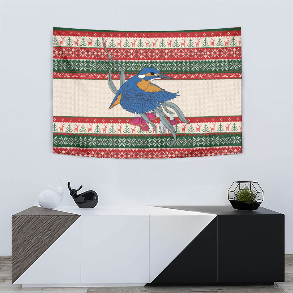 Aussie Kingfisher Bird Christmas Tapestry Festive Knitted Pattern Inspired