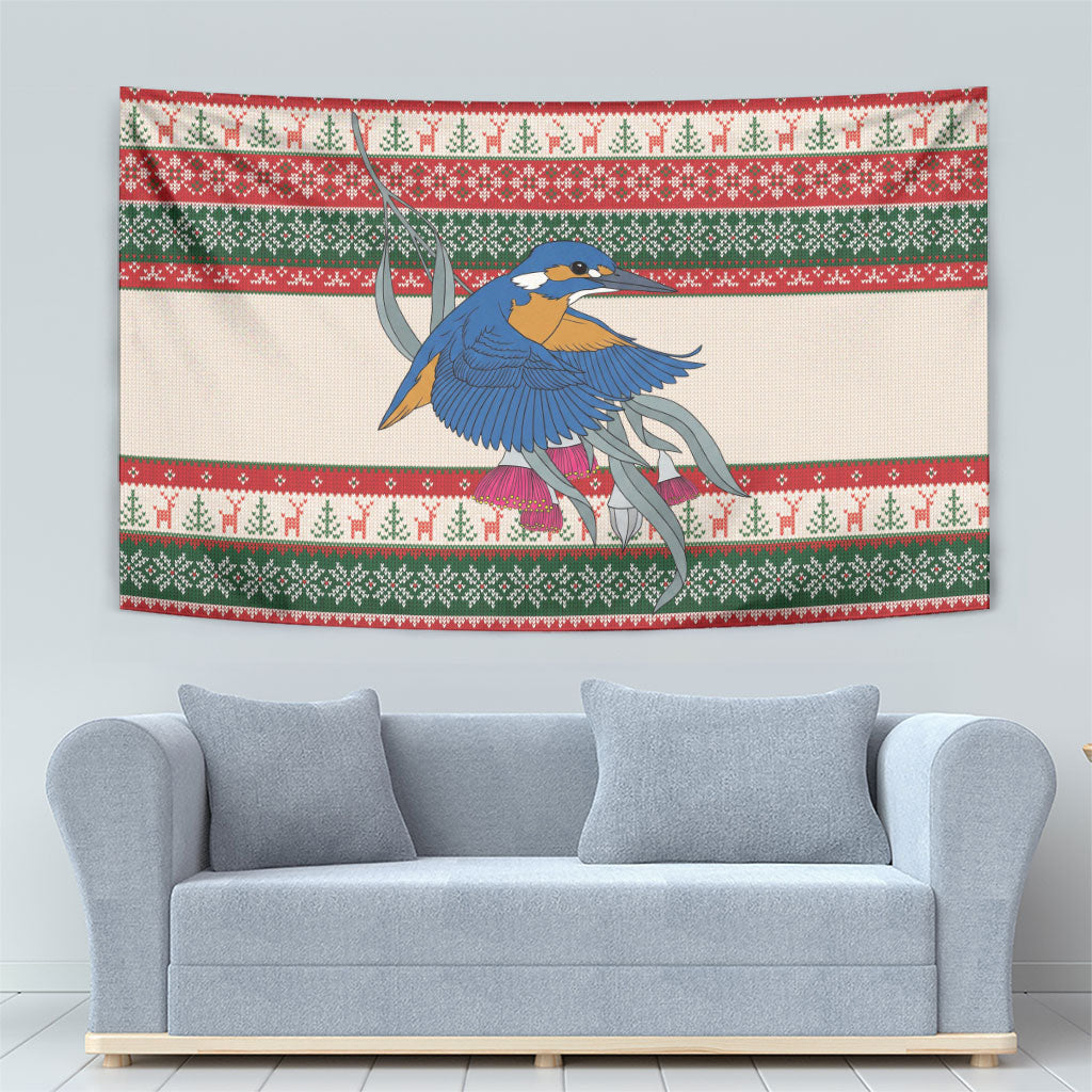 Aussie Kingfisher Bird Christmas Tapestry Festive Knitted Pattern Inspired
