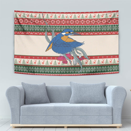 Aussie Kingfisher Bird Christmas Tapestry Festive Knitted Pattern Inspired