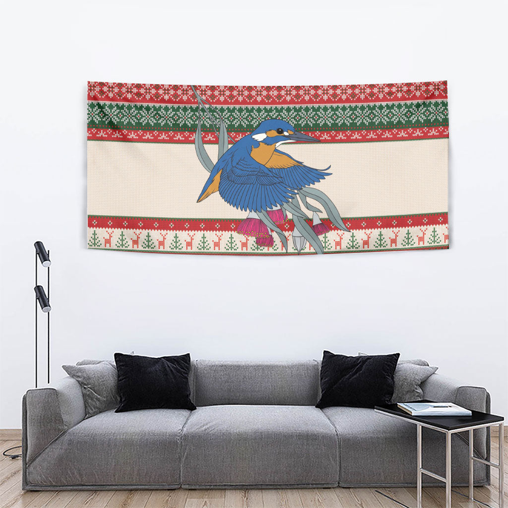 Aussie Kingfisher Bird Christmas Tapestry Festive Knitted Pattern Inspired