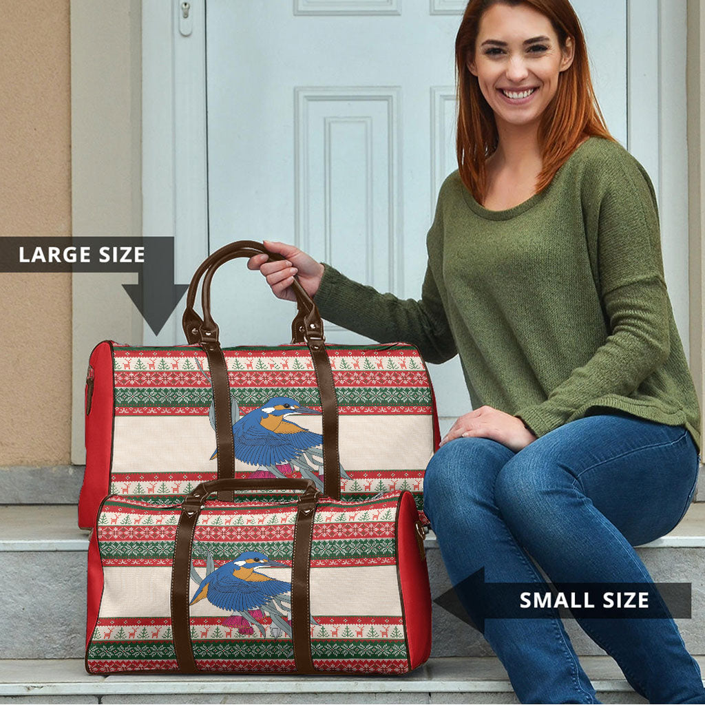 Aussie Kingfisher Bird Christmas Travel Bag Festive Knitted Pattern Inspired