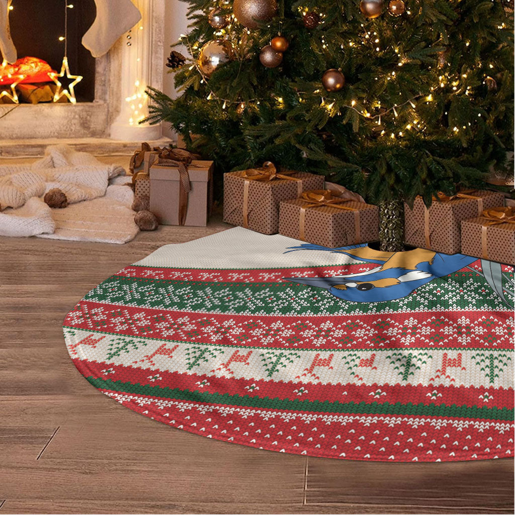 Aussie Kingfisher Bird Christmas Tree Skirt Festive Knitted Pattern Inspired