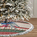 Aussie Kingfisher Bird Christmas Tree Skirt Festive Knitted Pattern Inspired