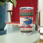 Aussie Kingfisher Bird Christmas Tumbler Cup Festive Knitted Pattern Inspired