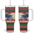 Aussie Kingfisher Bird Christmas Tumbler With Handle Festive Knitted Pattern Inspired