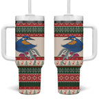 Aussie Kingfisher Bird Christmas Tumbler With Handle Festive Knitted Pattern Inspired