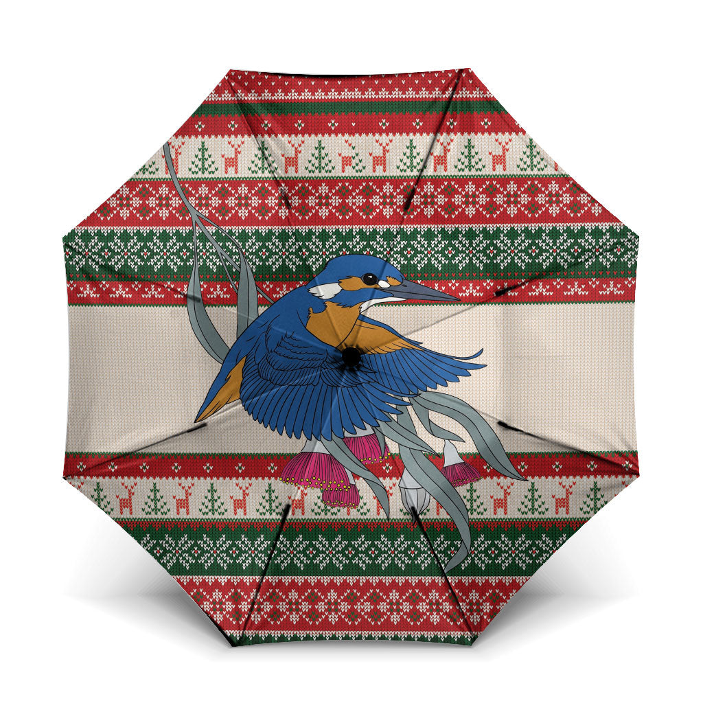 Aussie Kingfisher Bird Christmas Umbrella Festive Knitted Pattern Inspired