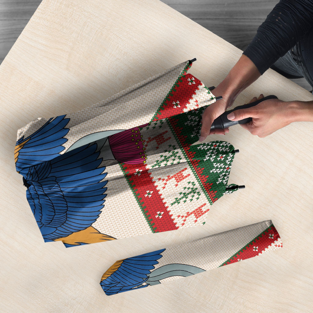 Aussie Kingfisher Bird Christmas Umbrella Festive Knitted Pattern Inspired