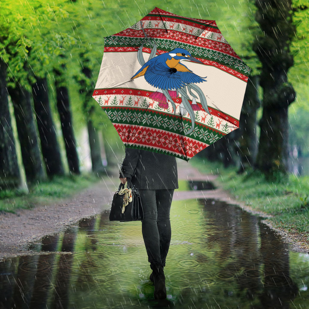 Aussie Kingfisher Bird Christmas Umbrella Festive Knitted Pattern Inspired