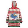 Aussie Kingfisher Bird Christmas Wearable Blanket Hoodie Festive Knitted Pattern Inspired