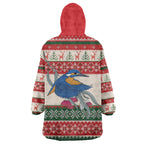 Aussie Kingfisher Bird Christmas Wearable Blanket Hoodie Festive Knitted Pattern Inspired