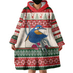 Aussie Kingfisher Bird Christmas Wearable Blanket Hoodie Festive Knitted Pattern Inspired