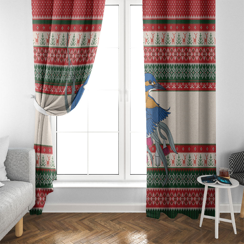 Aussie Kingfisher Bird Christmas Window Curtain Festive Knitted Pattern Inspired