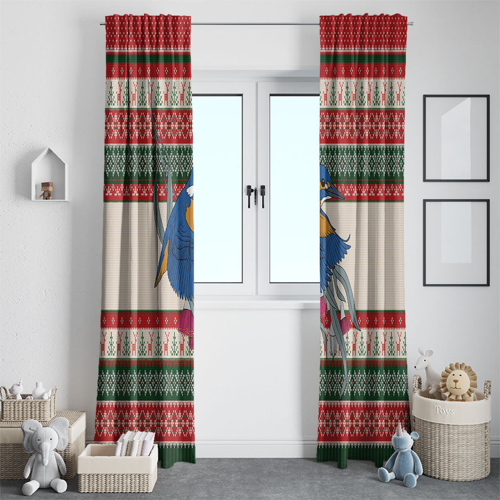 Aussie Kingfisher Bird Christmas Window Curtain Festive Knitted Pattern Inspired