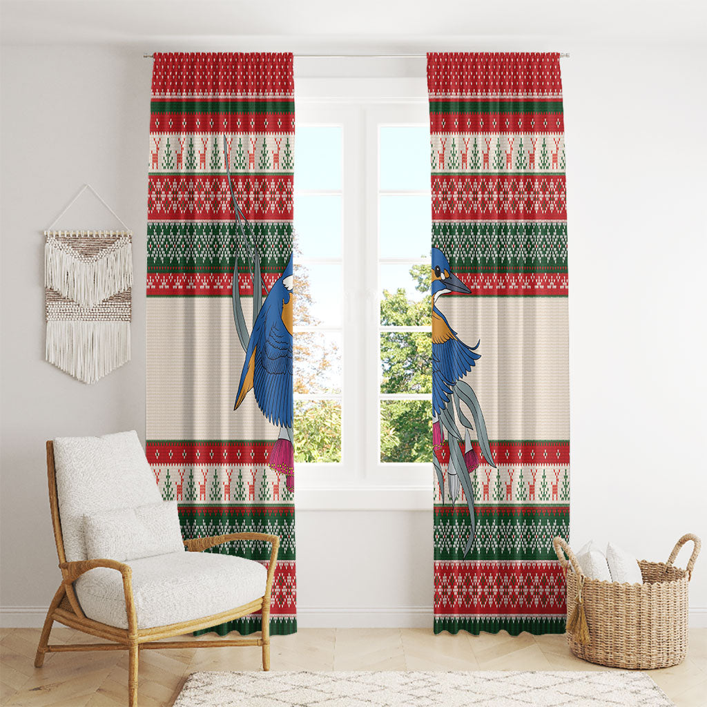 Aussie Kingfisher Bird Christmas Window Curtain Festive Knitted Pattern Inspired