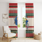 Aussie Kingfisher Bird Christmas Window Curtain Festive Knitted Pattern Inspired