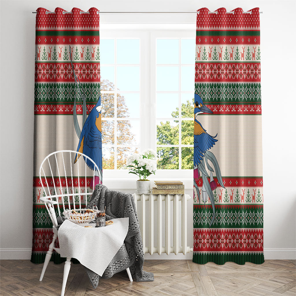Aussie Kingfisher Bird Christmas Window Curtain Festive Knitted Pattern Inspired