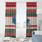 Aussie Kingfisher Bird Christmas Window Curtain Festive Knitted Pattern Inspired