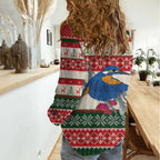 Aussie Kingfisher Bird Christmas Women Casual Shirt Festive Knitted Pattern Inspired
