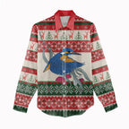 Aussie Kingfisher Bird Christmas Women Casual Shirt Festive Knitted Pattern Inspired
